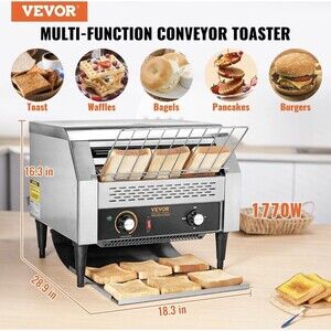VEVOR Commercial Conveyor Toaster 450 Slices/Hour Commercial Toaster Heavy Duty